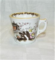 Antique stoneware mug - with oriental pattern