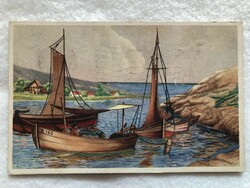Antique, old postcard, ship -5.