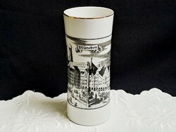 Special Bavarian jaeger porcelain vase with a view of the old city of Munich 15.5 cm