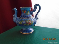 Türkizkék virág mintás "Veritable bleu de Four" jelzéssel díszkancsó