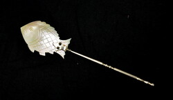 Antique mother-of-pearl shaped fish shaped mixing spoon