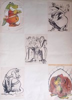 Sárkány karakterek - meseillusztráció (62x43 cm)