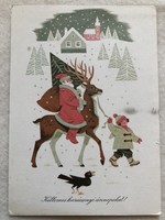 Old Christmas picture postcard - drawing by Tibor Gönczi -5.