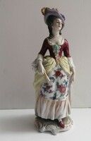 Capodimonte nápolyi porcelán hibátlan "Velencei Lady" koronás jelzett (Ma: 20 cm)