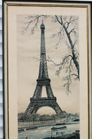 Párizs Eiffel torony színes litográfia  Oritz Alfau