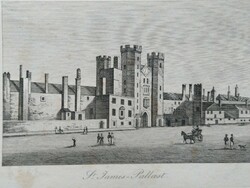 London st.James palace. Original wood engraving ca. 1835