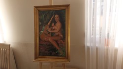 (K) beautiful signed nude painting with frame 50x75 cm