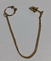 Gold-plated plug-in earrings on a chain in good condition