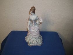 BAROKK-ELEGÁNS-LEGYEZŐS NŐ-ARANY FESTÉSSEL- HOLLÓHÁZI -PORCELÁN-HIBÁTLAN- ÁLLAPOTBAN!