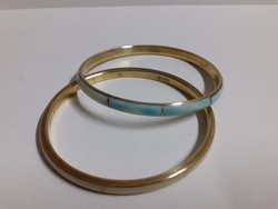 2-pcs old high-quality copper bracelet with bone inlay