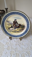 Antique, English hunting scene faience plate 26.5 cm.