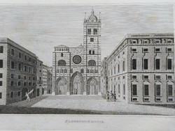 Genova st.Lorenzo church. Original wood engraving ca. 1835
