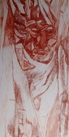 Abstract face - red etching (full size 55x36 cm, the work itself 40x21 cm)