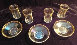 Turkish glass tea set gold-plated 4 cups + 3 saucers