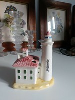 Hand painted, Italian, beautiful, 14 cm high, old ceramic building, with inscription 