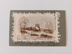 Régi képeslap 1901 dombornyomott levelezőlap tájkép