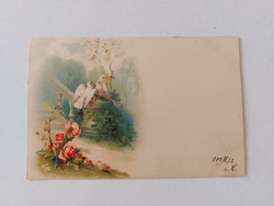 Régi képeslap 1900 levelezőlap rózsa galambok