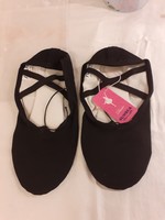 Új 40,5 es fekete textil ballett cipő bőr talp