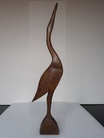 Carved wooden heron figure, 42 cm