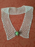 Antik kézzel készített csipke gallér_ hófehér_ meseszép