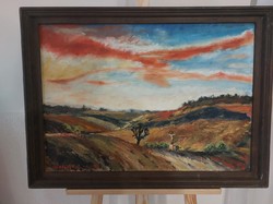 (K) beautiful landscape painting by András Záltó g 78x56 cm with frame, signed