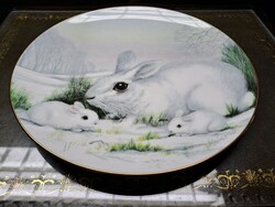 Staffordshire fine bone china made in England vintage English numbered decorative plate bunny rabbit