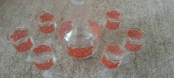 Retro brandy and liqueur glass set, red pattern (tulip)