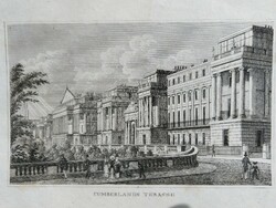 London Cumberland Terrace. Original wood engraving ca. 1835