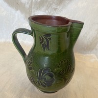 Folk ceramic jug dark green