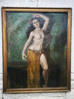 Large Standing Nude Painting, Well-Executed Artistic Artwork