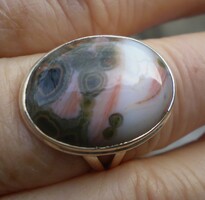 925 ezüst gyűrű, 19,8/62,2 mm, óceán jáspissal
