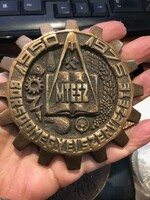 Bronze commemorative plaque from 1975, Mtesz Borsod County, 12 cm