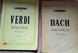 2 old scores: verdi: requiem, bach: magnificat