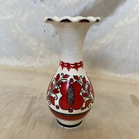 Folk ceramic vase with flower pattern