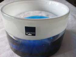 Leonardo kék-fehér kristály üveg művészi tál, váza, dekoráció