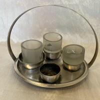 Szecessziós fém és csiszolt üveg asztali kínáló