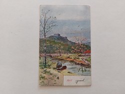 Old postcard art postcard April