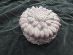 Vintage cseh pink malachitüveg bonbonier virág mintával