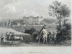 Pommersfelden, Franken. Eredeti acelmetszet ca.1835