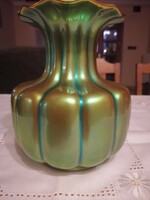 Zsolnay eozin bordázott váza 20 x20 cm