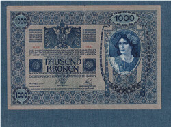 1000 Korona 1902 Deutschösterreich bélyegzés Hátlap Azonos