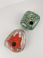 Old 2-piece ceramic vase / retro ikebana vase / industrial art / pebble-shaped vase