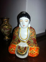 Japanese marked porcelain buddha - hand painted - 10 cm