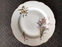 Antik Herendi vadvirágos - madaras tányér - 1880-as évek, Óherendi