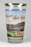 1L900 Antik festett Baden-Baden üveg kúrapohár 12 cm