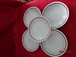 Alföldi porcelán, barna csíkos mélytányér,  5 db egyben átmérője 21,5 cm. Vanneki!