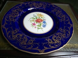 Royal Worcester tavaszi virágos angol porcelán aranyozott kínáló tál 27.5 cm