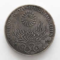 1972 G. München Olimpia Ezüst Német 10 Márka (No: 22/102.)