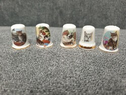 English porcelain thimble stamp cats 1.