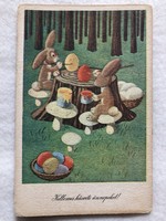 Easter postcard with old drawings - László Réber's drawing - postal clean -5.